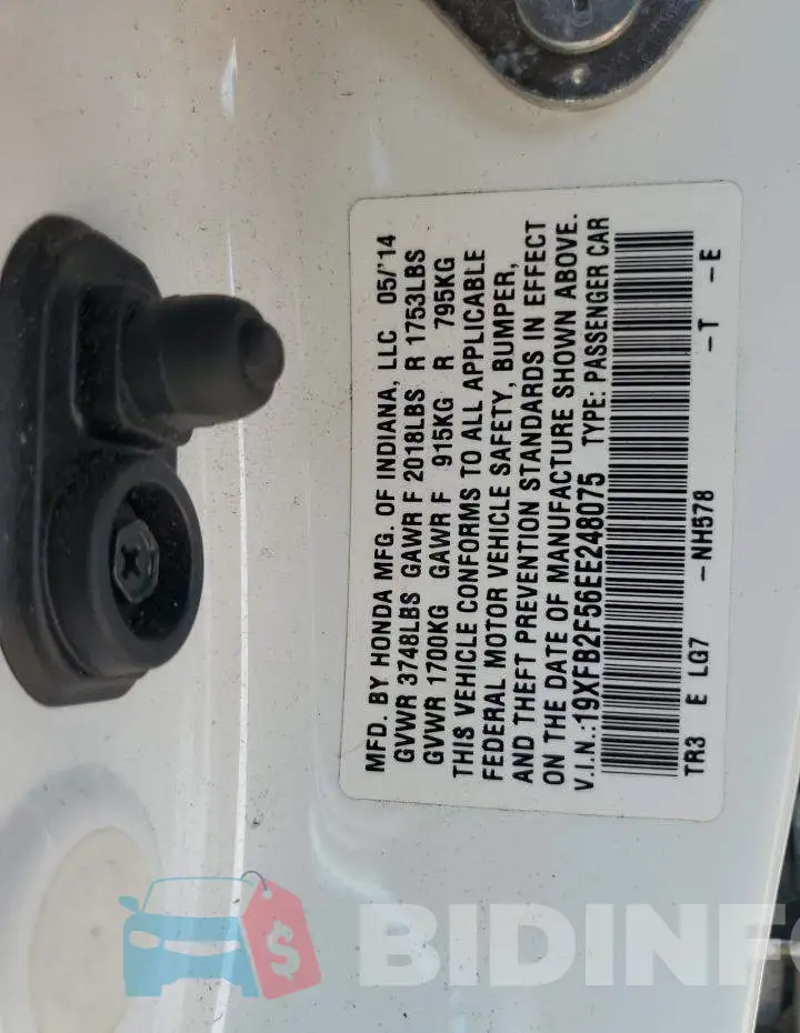 19XFB2F56EE248075 Photo# 12