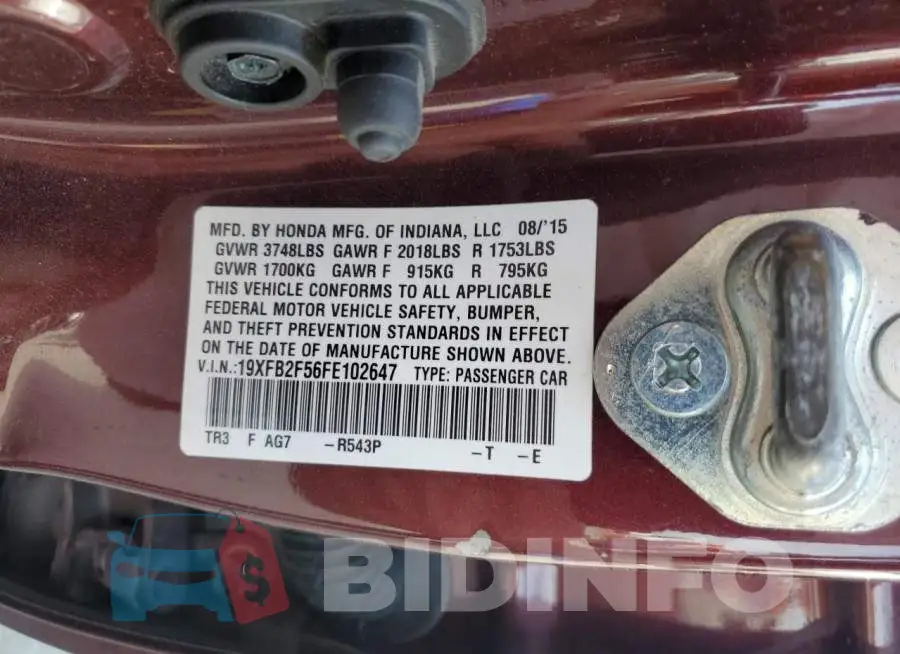 19XFB2F56FE102647 Photo# 13