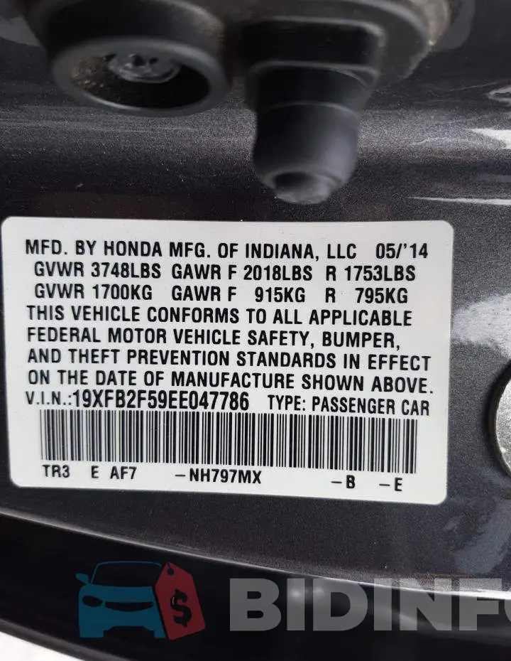19XFB2F59EE047786 Photo# 12