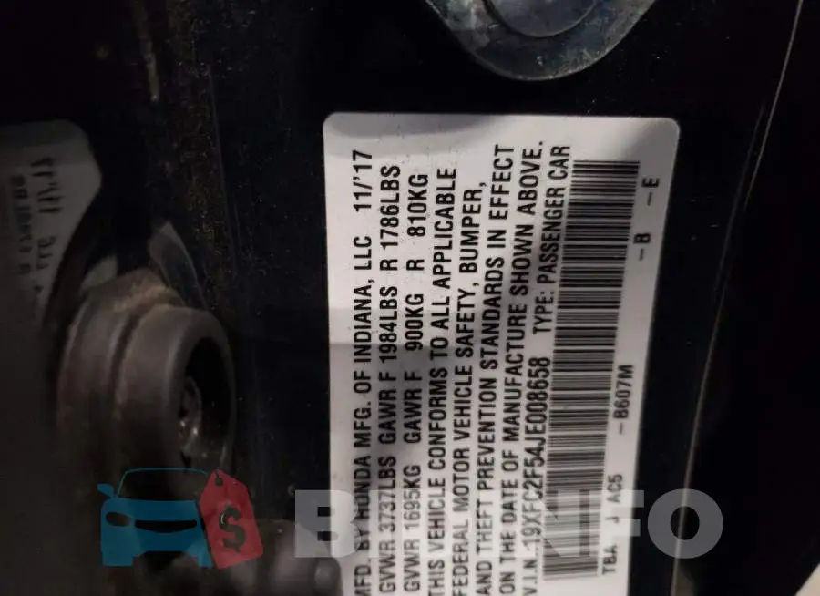 19XFC2F54JE008658 Photo# 12