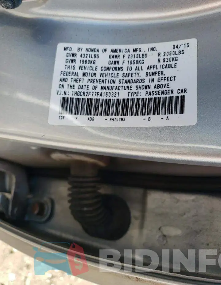 1HGCR2F77FA160321 Photo# 12