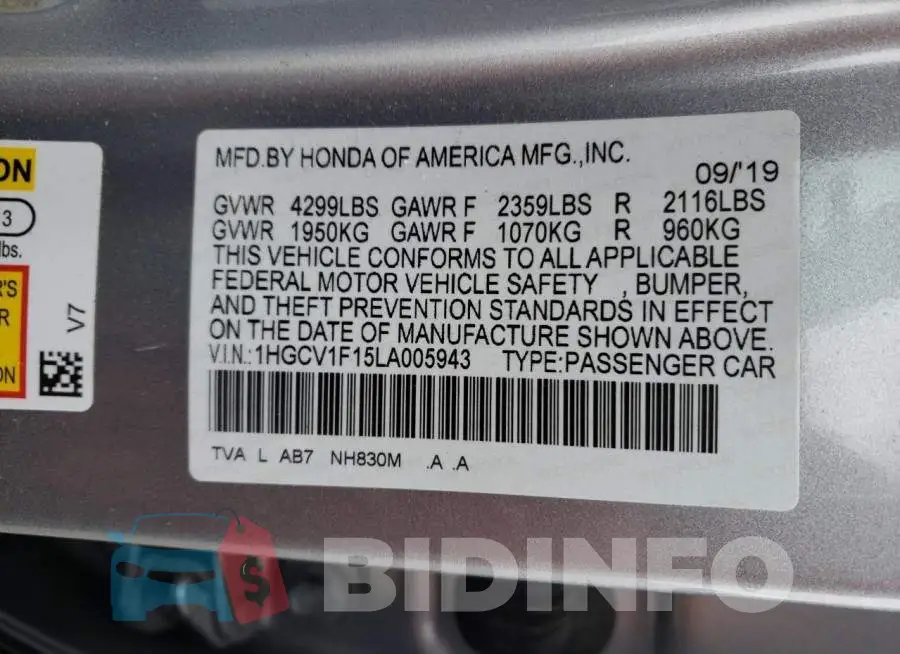 1HGCV1F15LA005943 Photo# 12