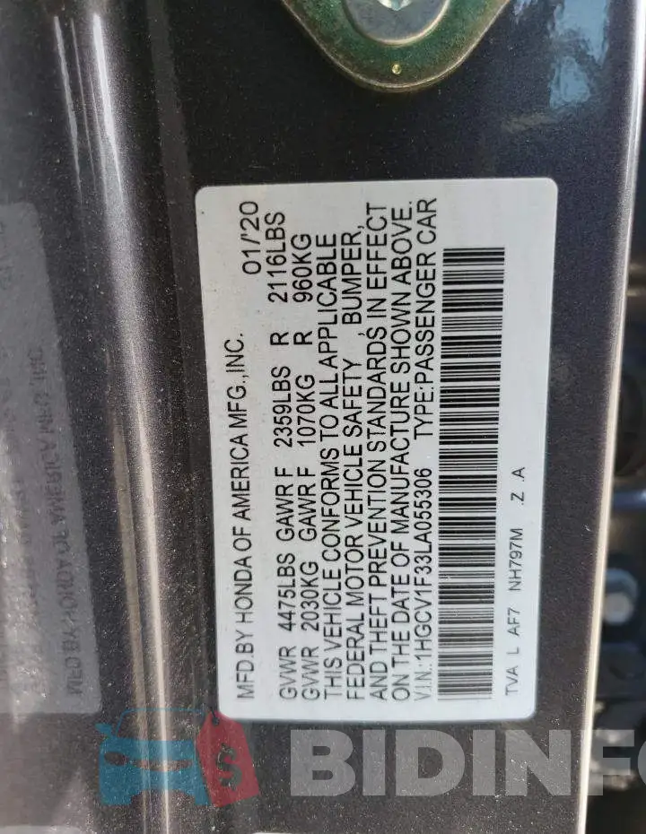 1HGCV1F33LA055306 Photo# 12