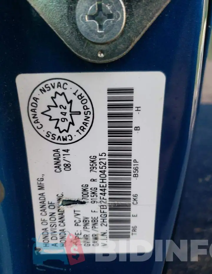 2HGFB2F44EH045215 Photo# 12