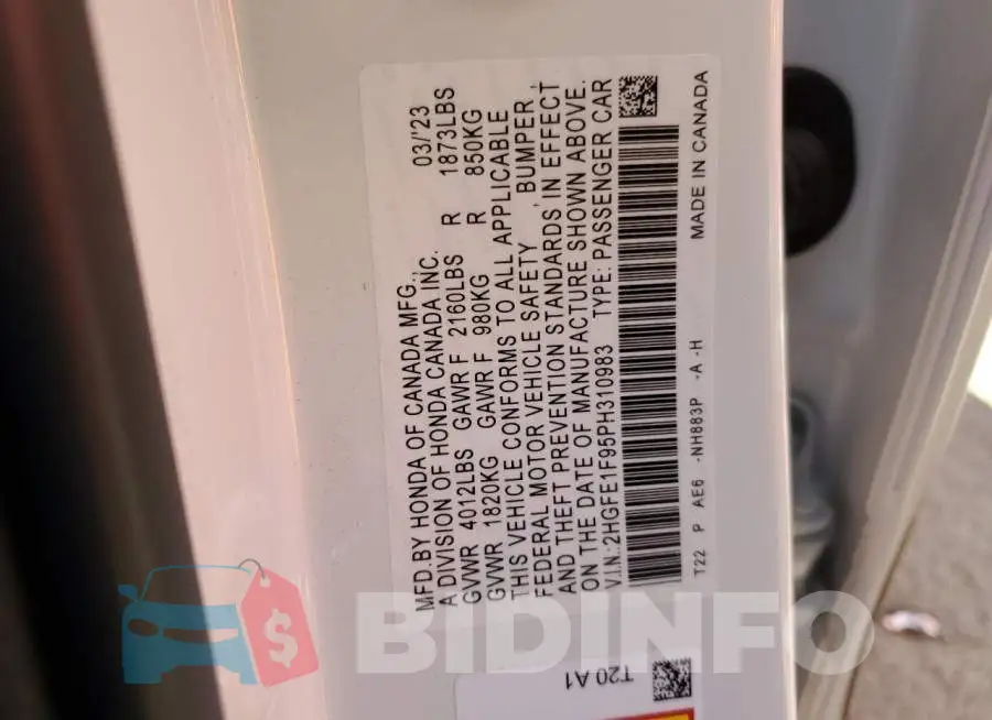 2HGFE1F95PH310983 Photo# 12