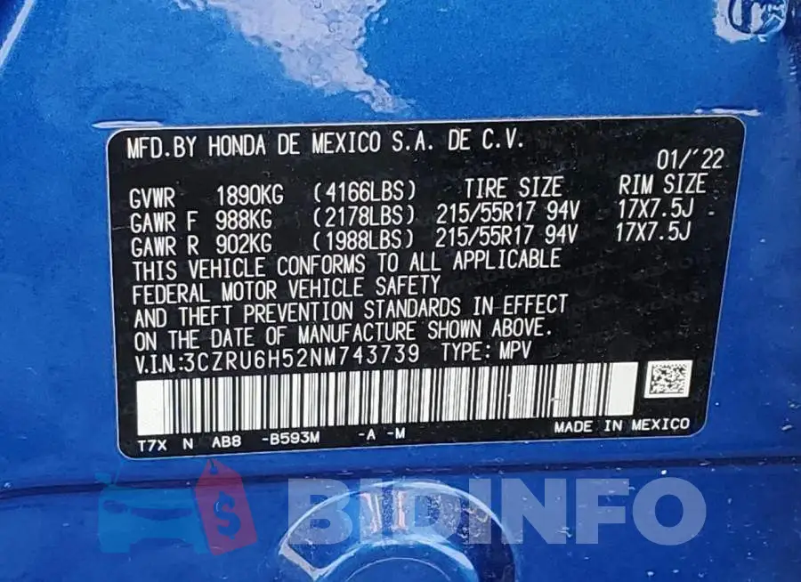 3CZRU6H52NM743739 Photo# 13
