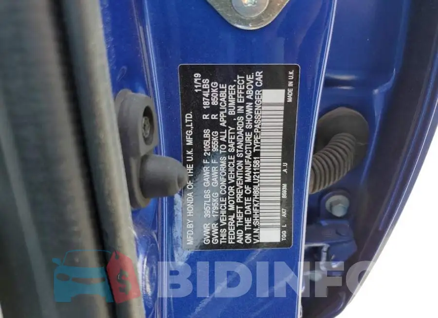 SHHFK7H89LU211581 Photo# 12