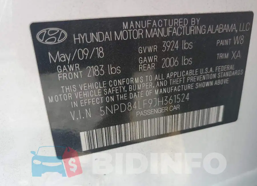 5NPD84LF9JH361524 Photo# 12