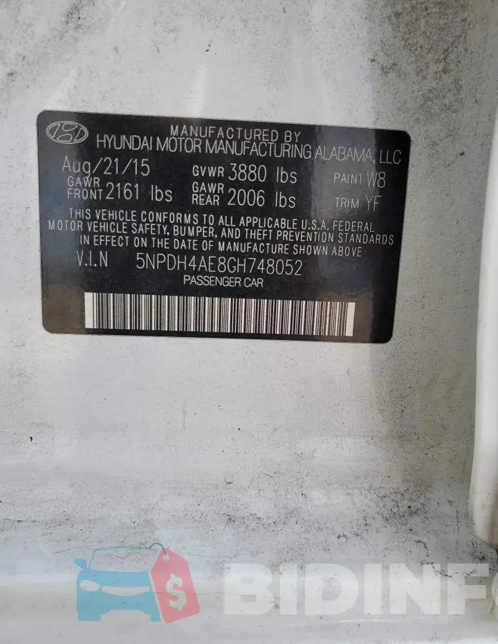 5NPDH4AE8GH748052 Photo# 12