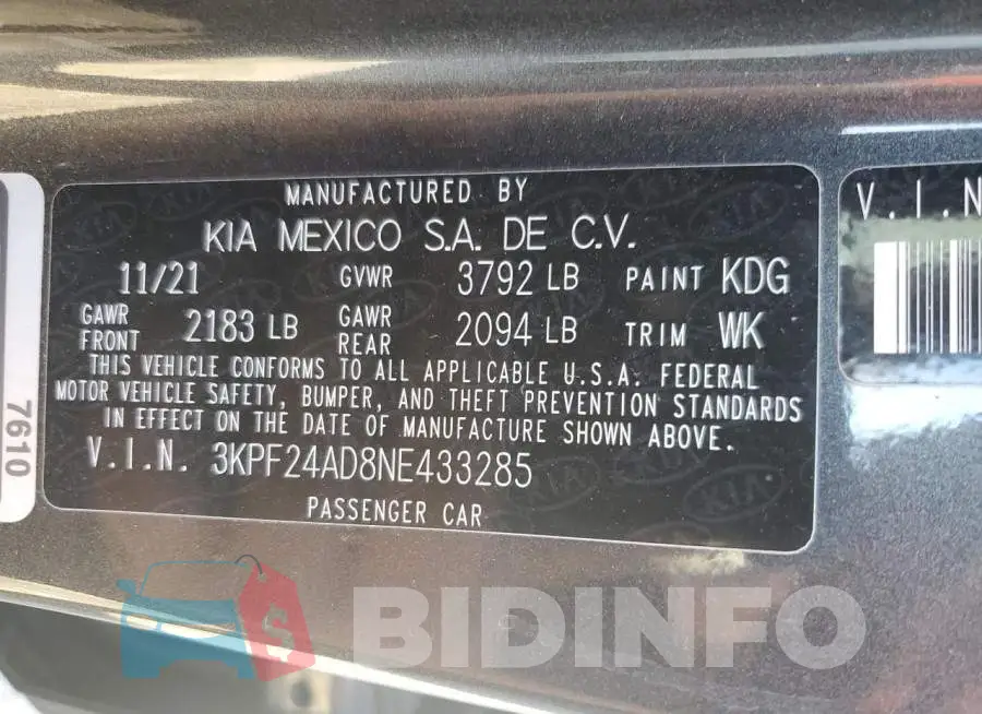 3KPF24AD8NE433285 Photo# 13