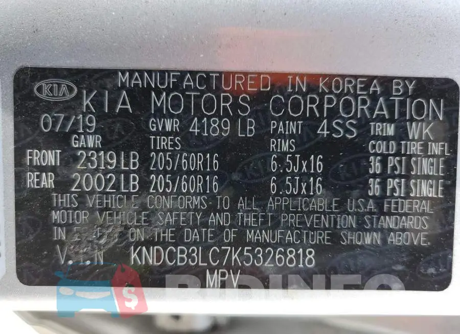 KNDCB3LC7K5326818 Photo# 13