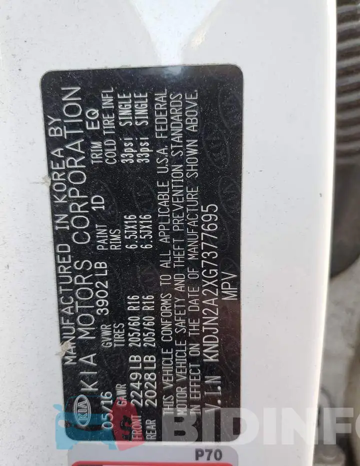 KNDJN2A2XG7377695 Photo# 13