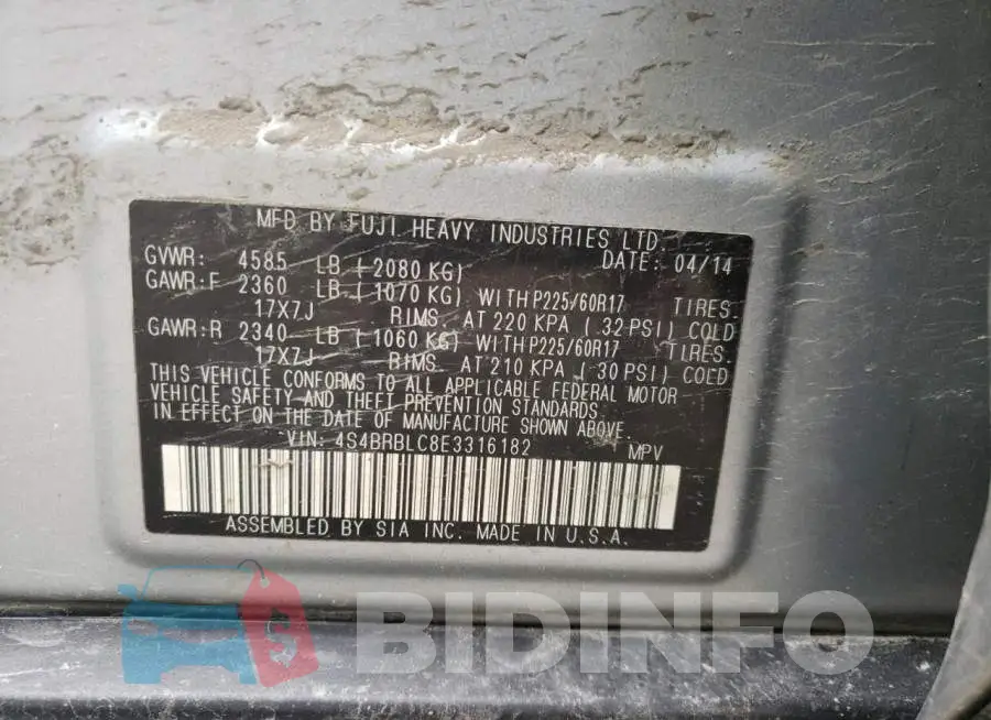 4S4BRBLC8E3316182 Photo# 13