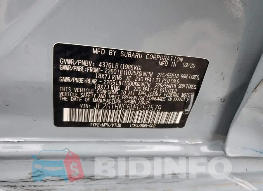 JF2GTHNC6M8253579 Photo# 12