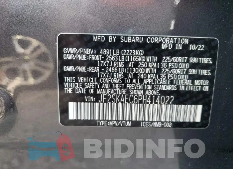 JF2SKAEC6PH414022 Photo# 12