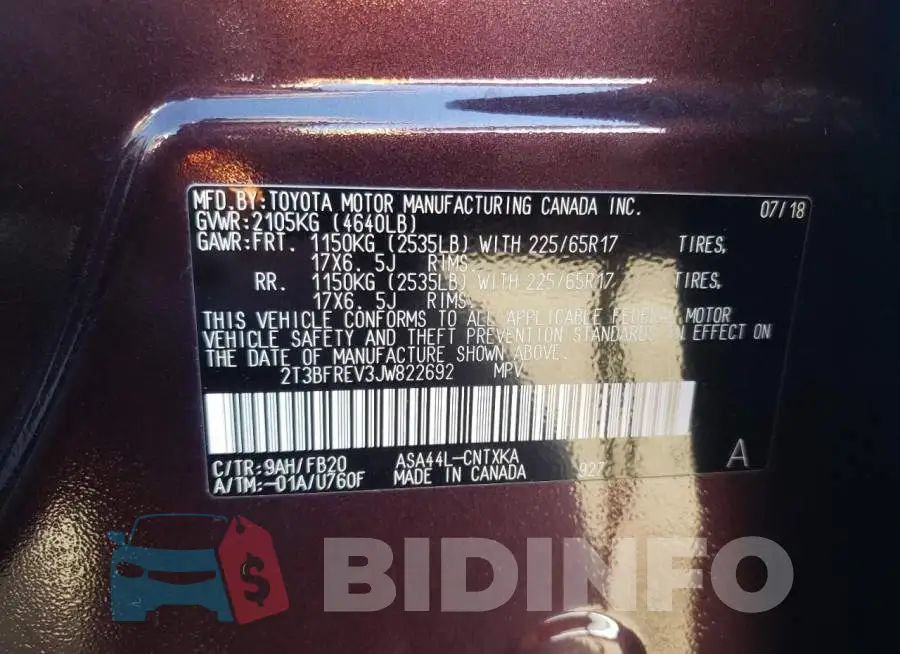 2T3BFREV3JW822692 Photo# 12