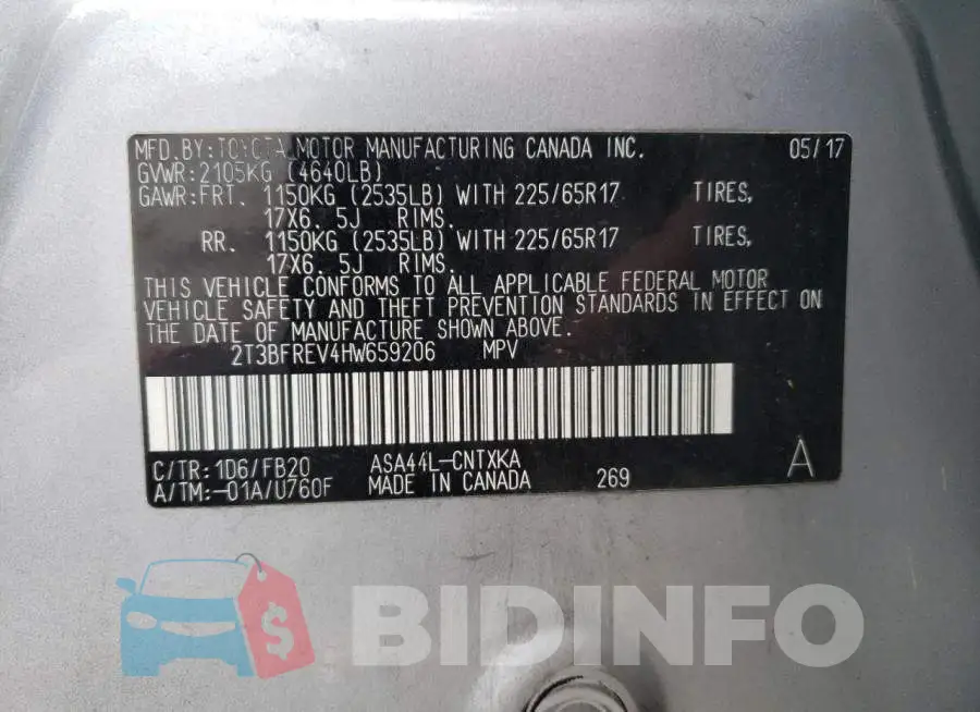 2T3BFREV4HW659206 Photo# 13