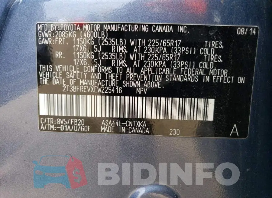 2T3BFREVXEW225416 Photo# 13