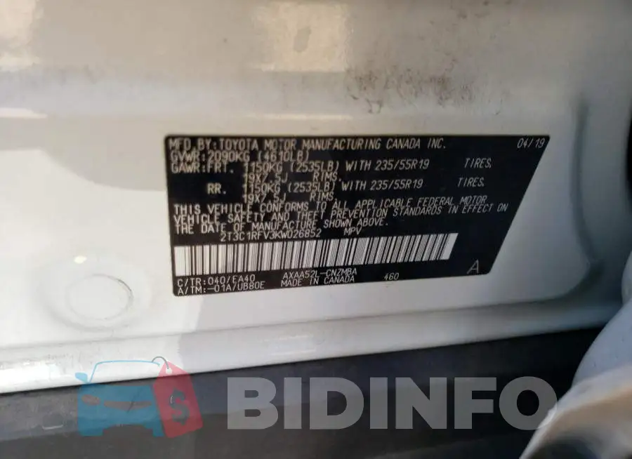2T3C1RFV3KW026852 Photo# 12