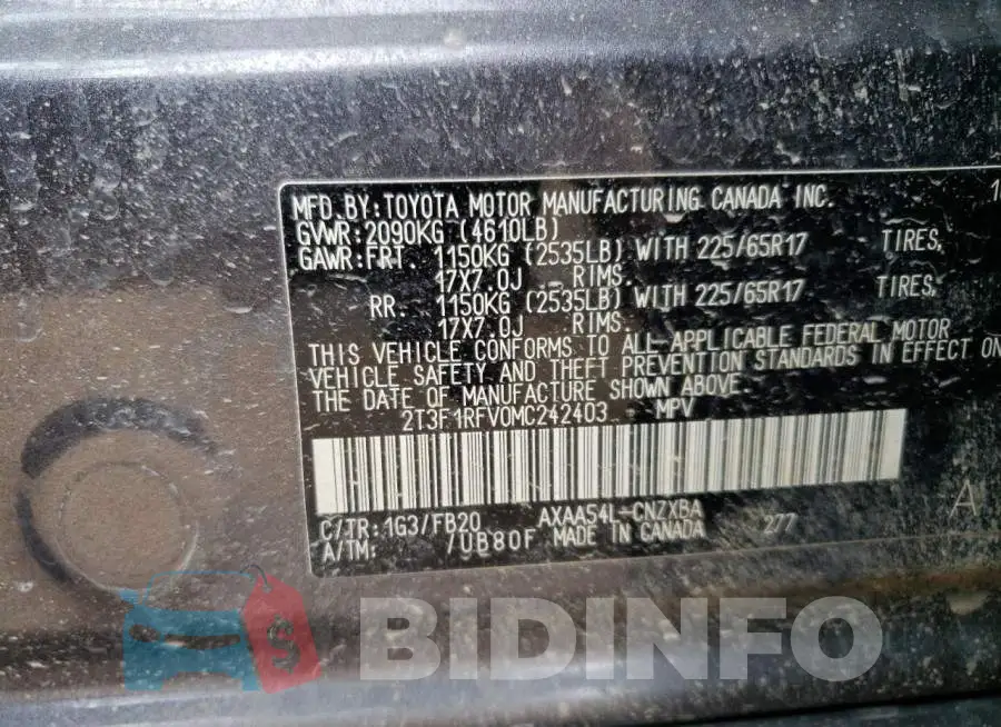 2T3F1RFV0MC242403 Photo# 13
