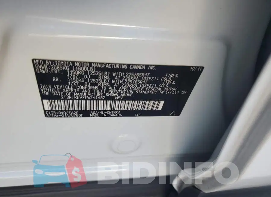 2T3RFREV7FW244487 Photo# 12