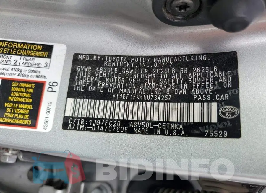 4T1BF1FK4HU734257 Photo# 12
