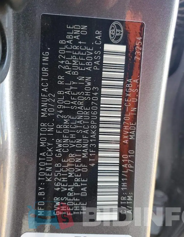 4T1F31AK8PU607043 Photo# 12