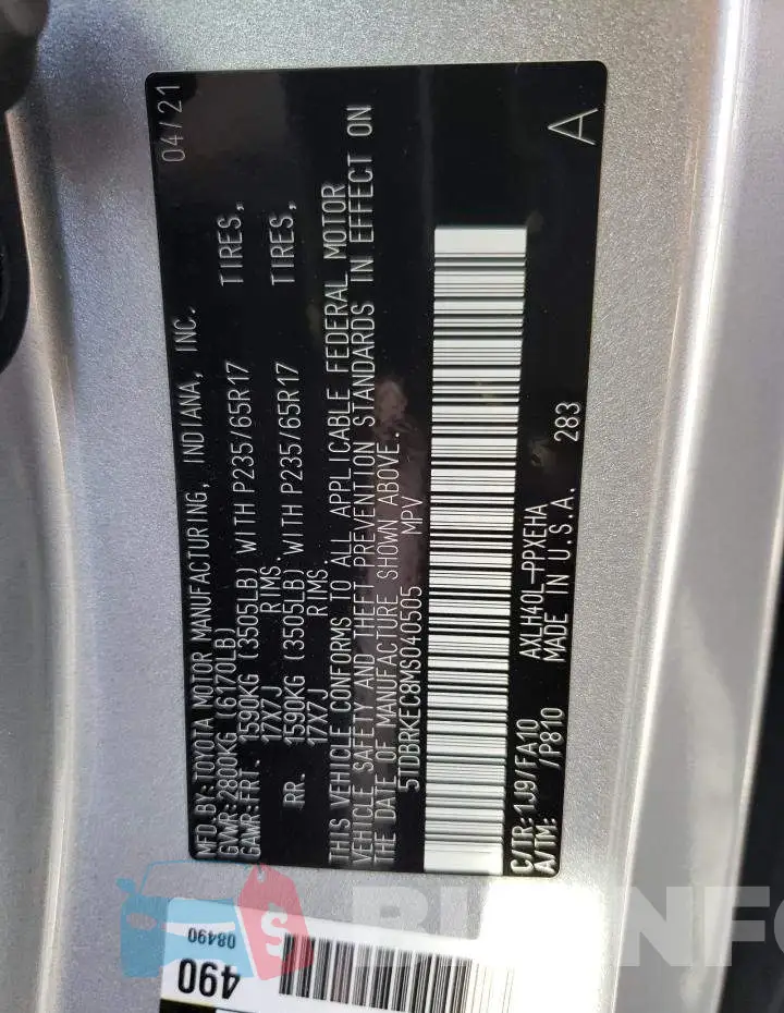 5TDBRKEC8MS040505 Photo# 13