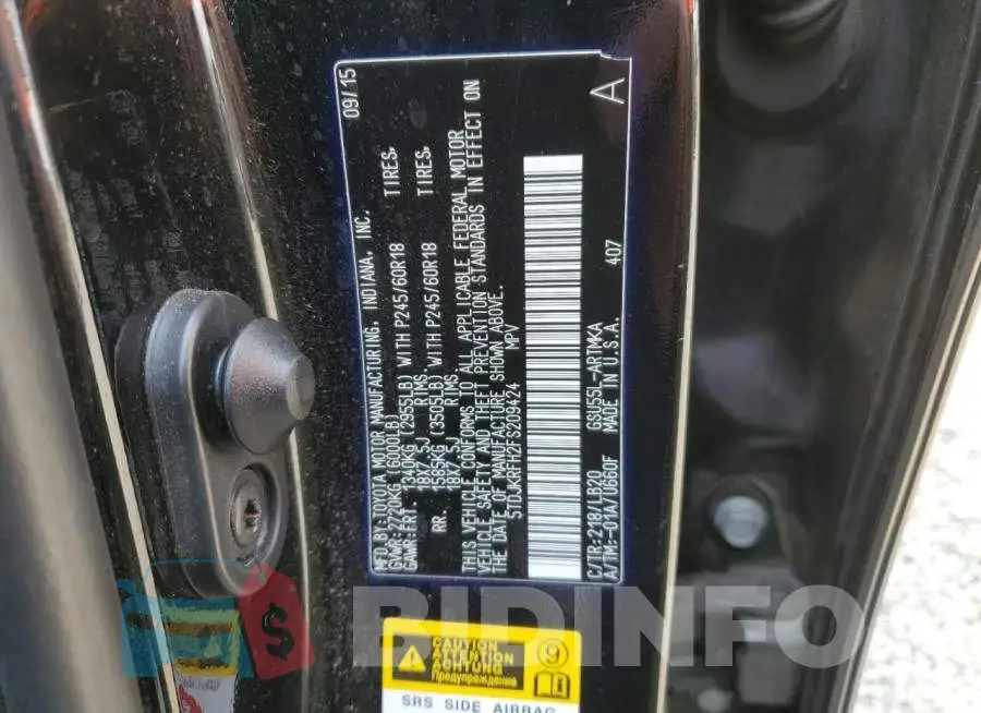 5TDJKRFH2FS209424 Photo# 12