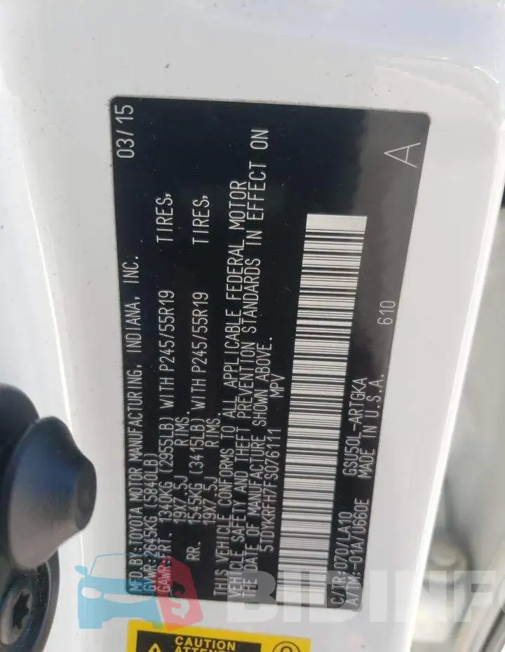 5TDYKRFH7FS076111 Photo# 12