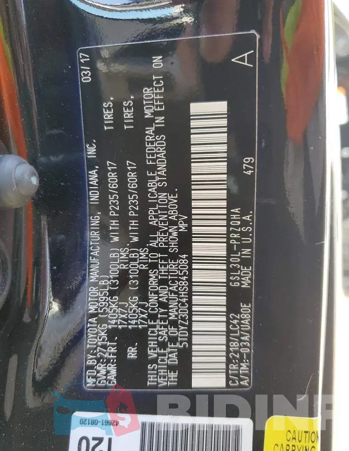 5TDYZ3DC4HS845084 Photo# 13