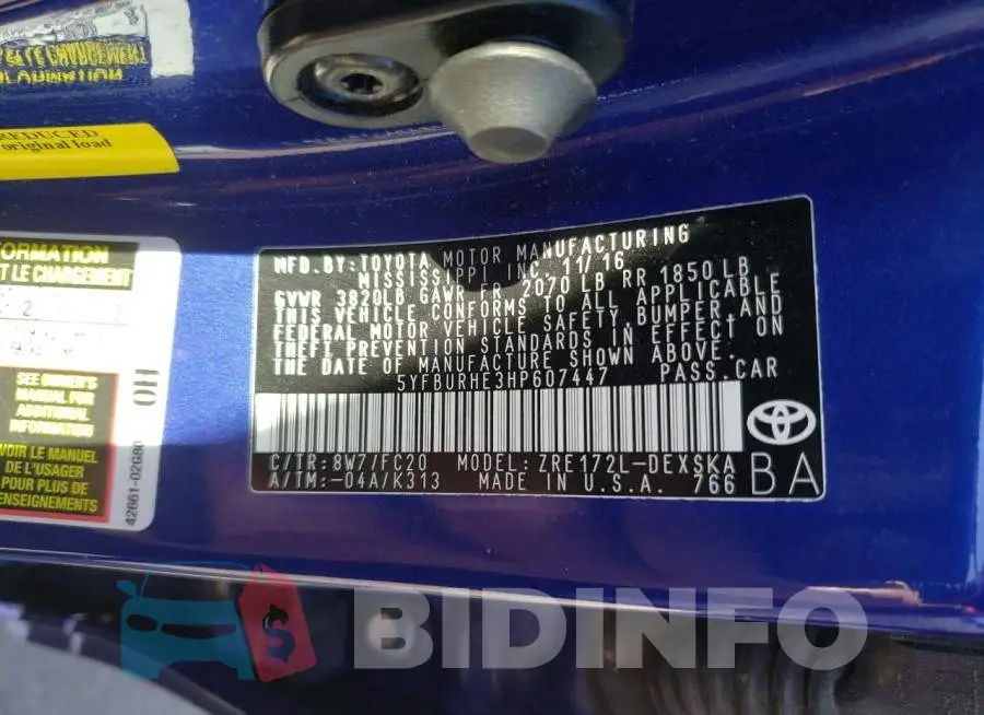 5YFBURHE3HP607447 Photo# 12