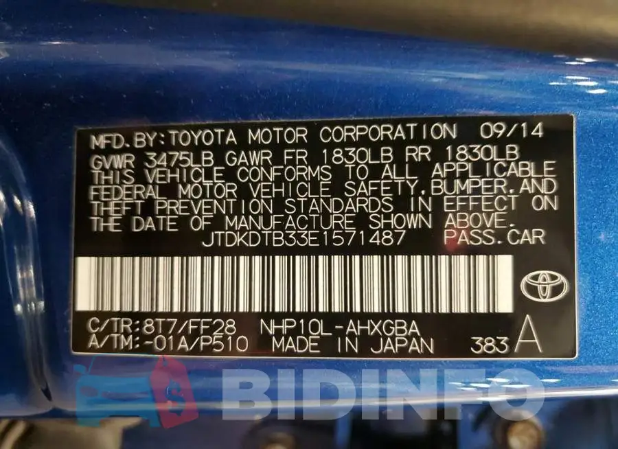 JTDKDTB33E1571487 Photo# 13