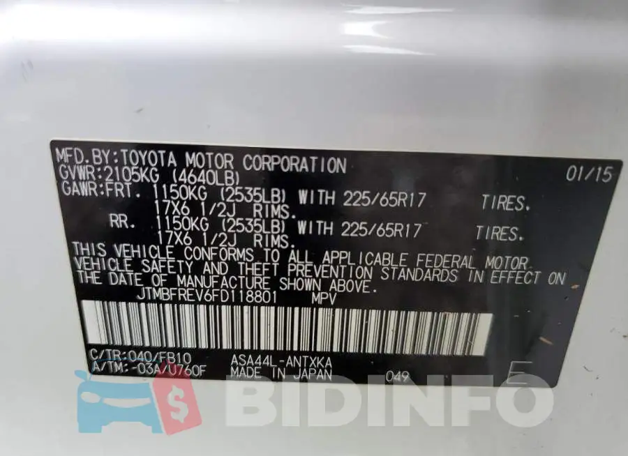 JTMBFREV6FD118801 Photo# 13