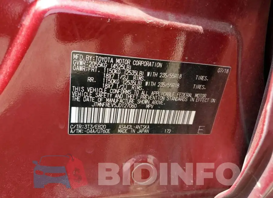 JTMNFREV5JD127060 Photo# 12