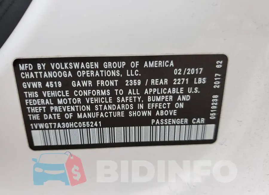 1VWGT7A30HC055241 Photo# 13