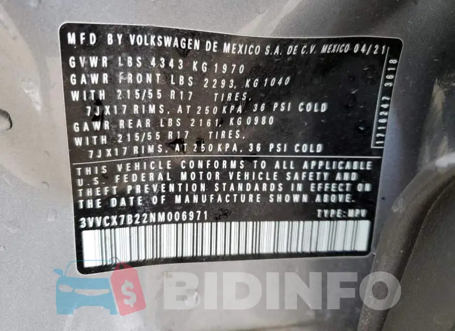 3VVCX7B22NM006971 Photo# 13