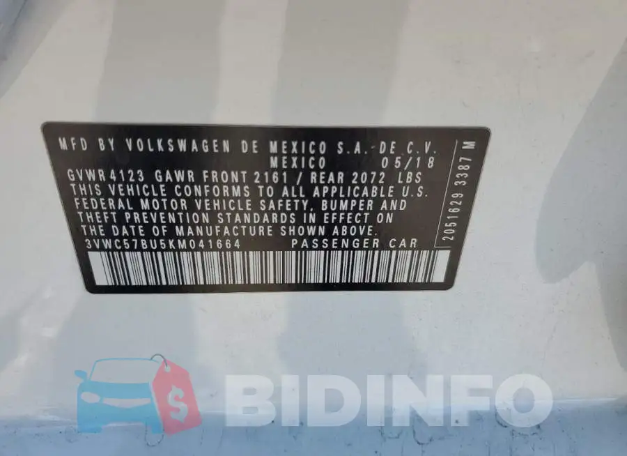 3VWC57BU5KM041664 Photo# 13