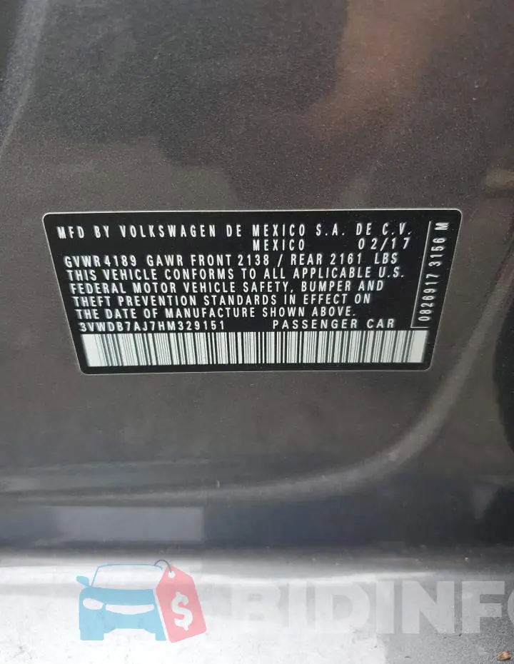 3VWDB7AJ7HM329151 Photo# 13