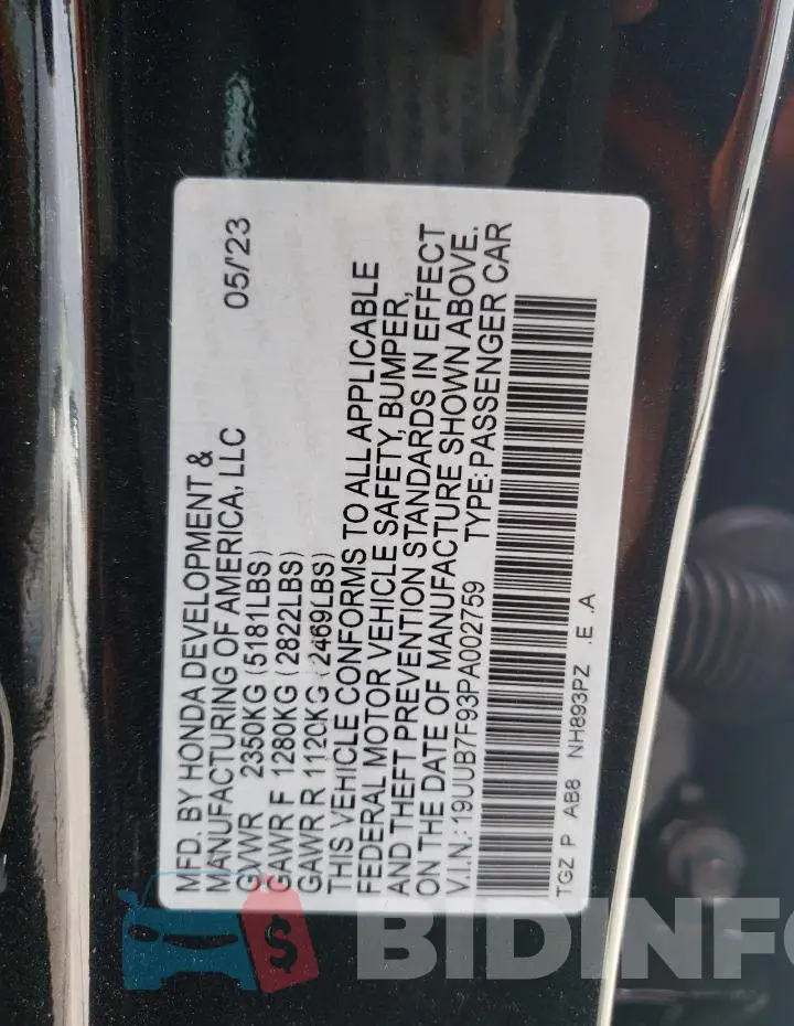 19UUB7F93PA002759 Photo# 12