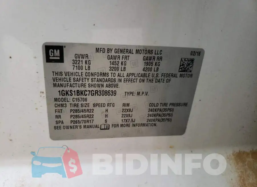 1GKS1BKC7GR308639 Photo# 12