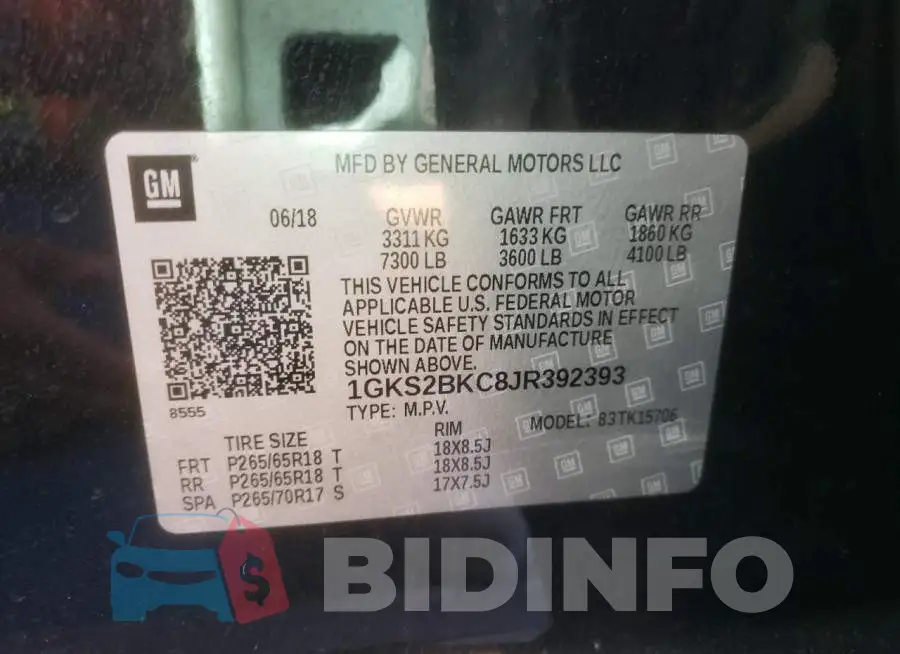 1GKS2BKC8JR392393 Photo# 13