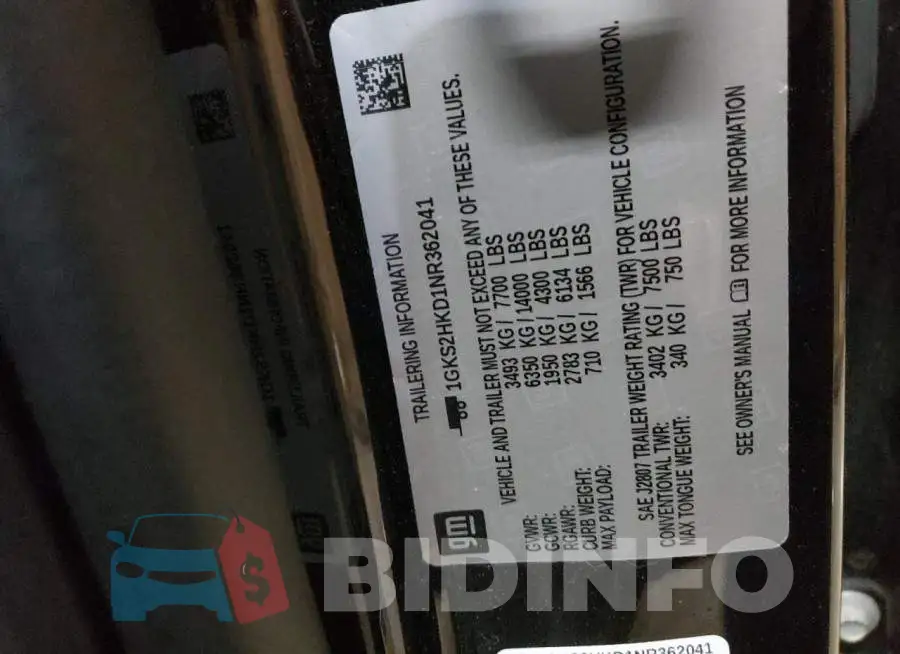 1GKS2HKD1NR362041 Photo# 13