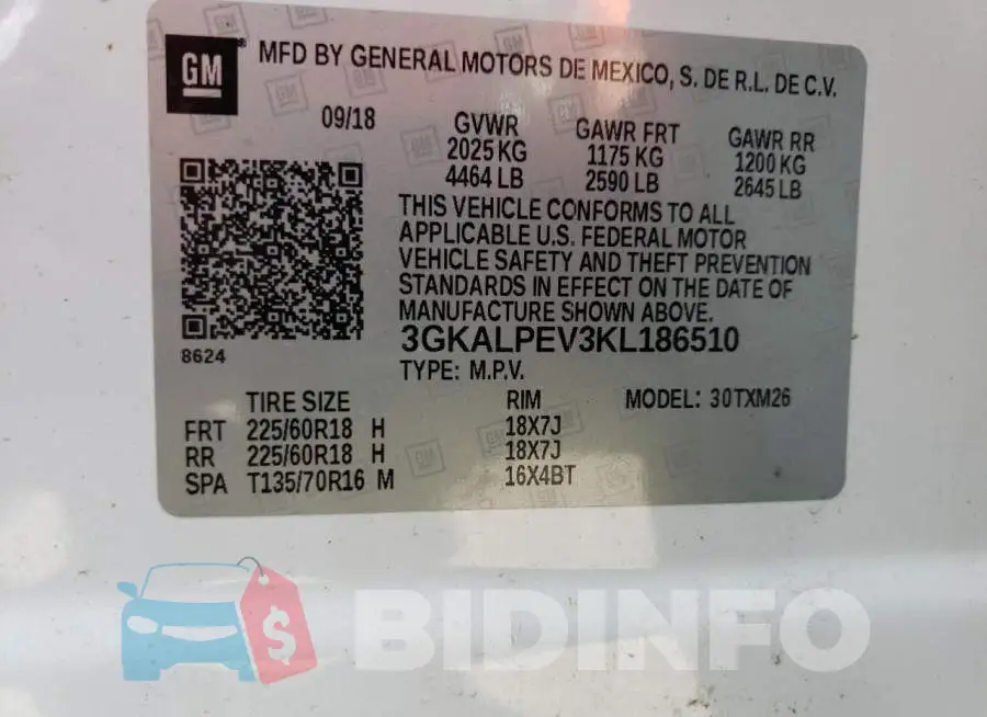 3GKALPEV3KL186510 Photo# 13