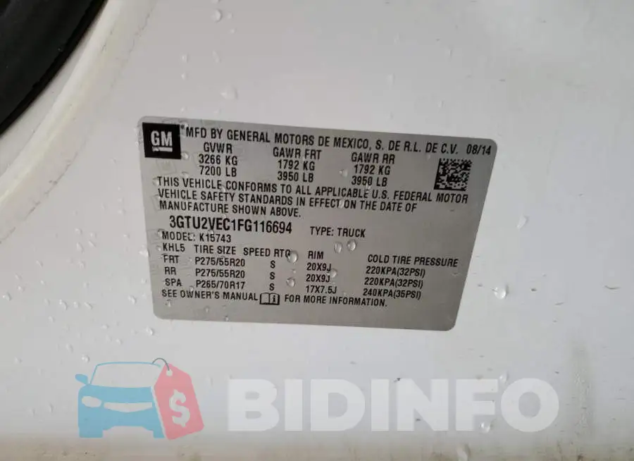 3GTU2VEC1FG116694 Photo# 12