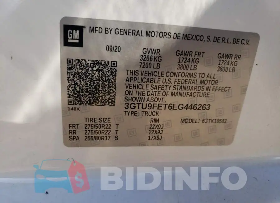 3GTU9FET6LG446263 Photo# 12