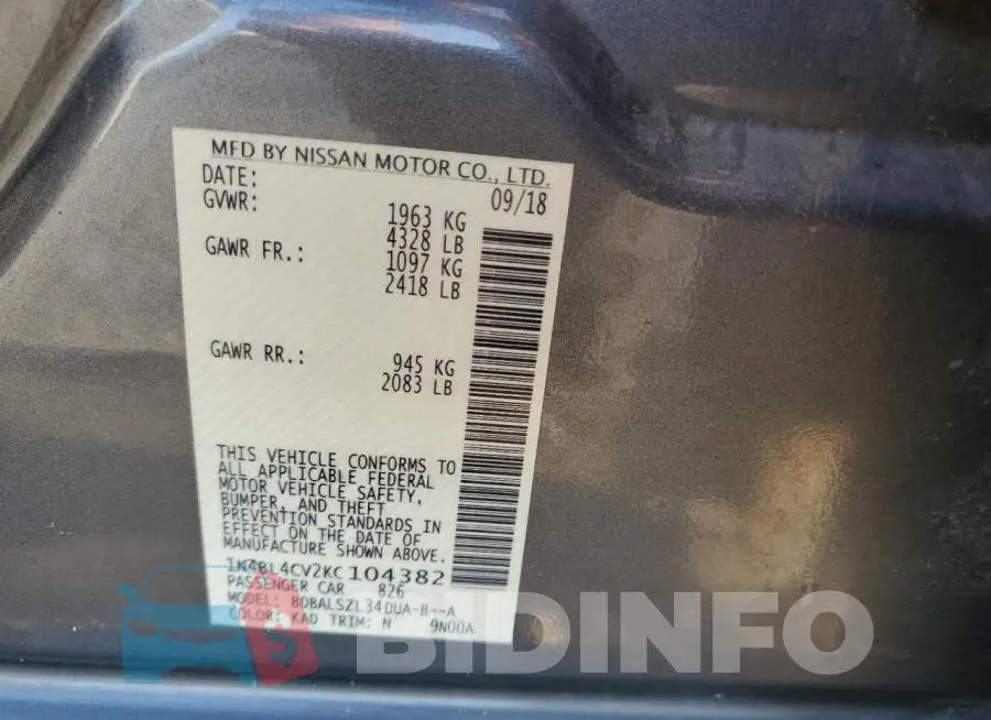 1N4BL4CV2KC104382 Photo# 13