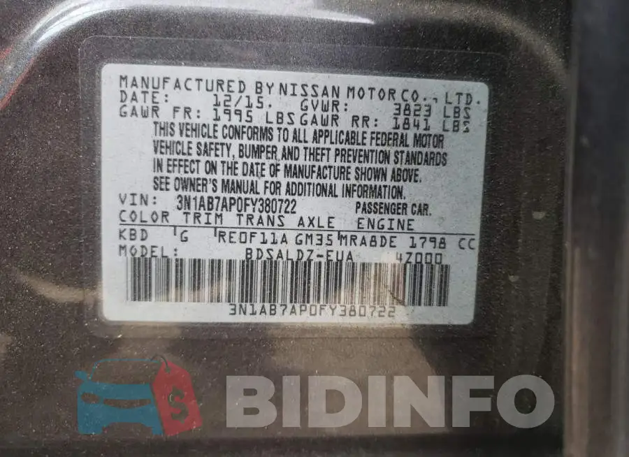 3N1AB7AP0FY380722 Photo# 12
