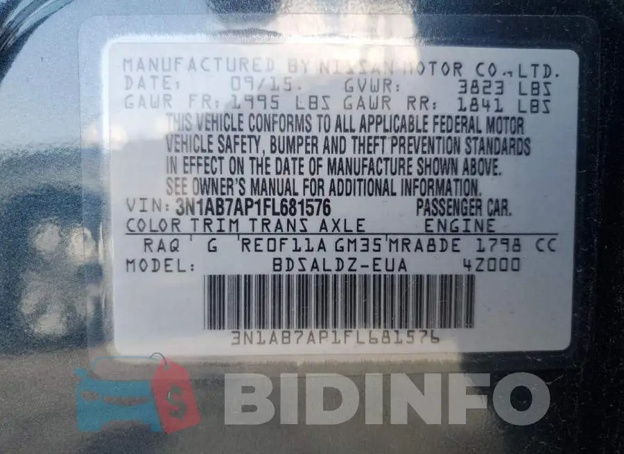 3N1AB7AP1FL681576 Photo# 12