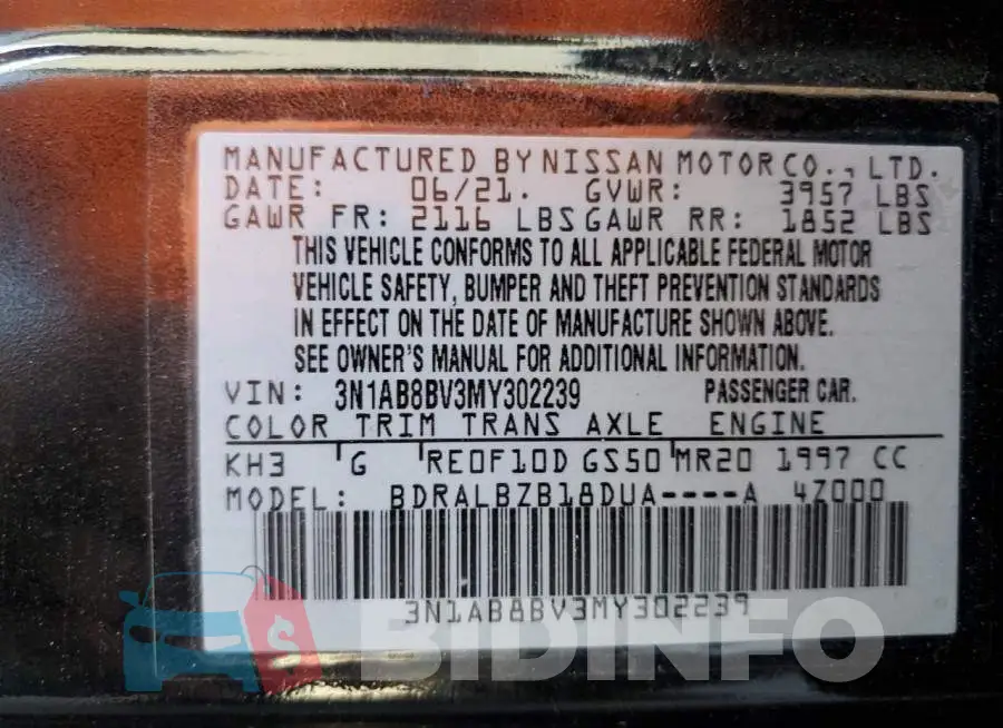 3N1AB8BV3MY302239 Photo# 12